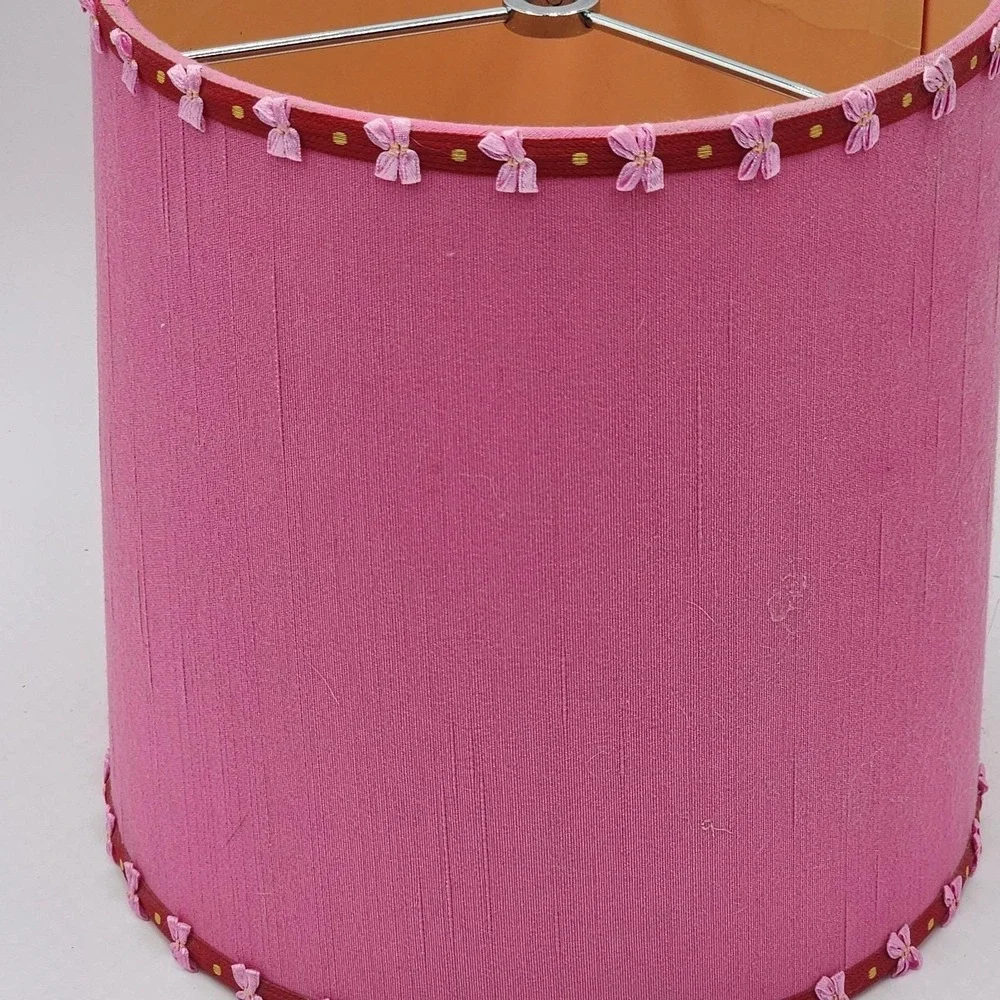 Vintage J Alexander Jewel Pink Clear Acrylic Table Lamp Bow Gold Bead Shade Rare